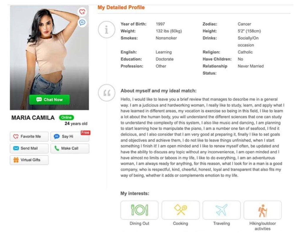 female dating profile bio