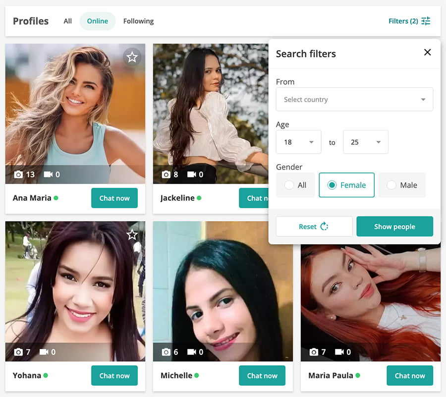 funchatt search filters
