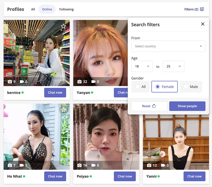 talklive search filters