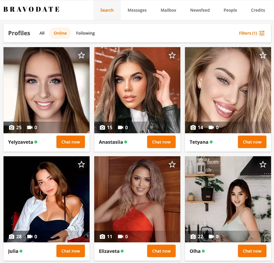 bravodate search section