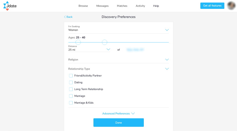 jdate search filters