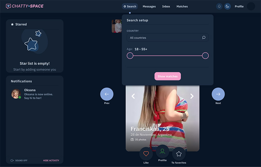 chattyspace search filters